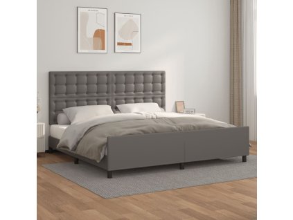 Rám postele s čelem šedý 200x200 cm umělá kůže 3125595