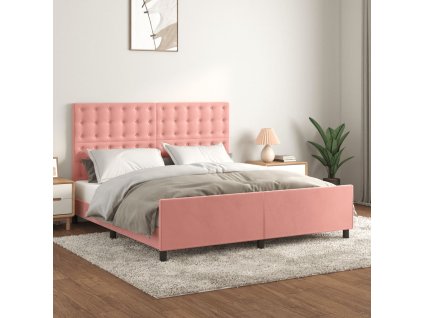 Rám postele s čelem růžový 180x200 cm samet 3126018