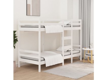 Patrová postel bílá 80 x 200 cm masivní borové dřevo 3139835