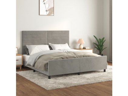 Rám postele bez matrace světle šedý 160 x 200 cm samet 3125824