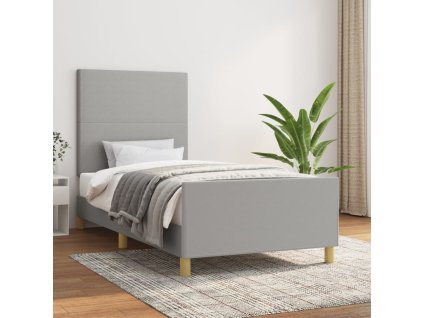 Rám postele bez matrace světle šedá 100 x 200 cm textil 3124871