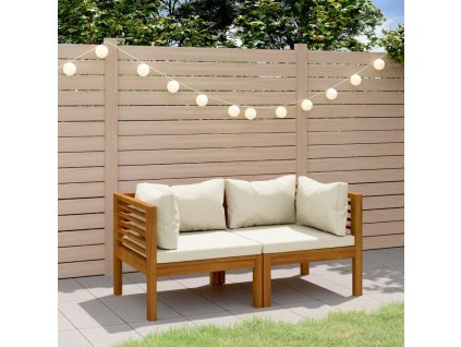 2místná zahradní pohovka krémové podušky masivní akácie 3086931