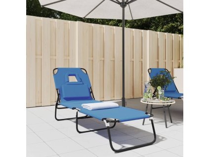 Skládací lehátko modré oxfordská tkanina a práškovaná ocel 360175