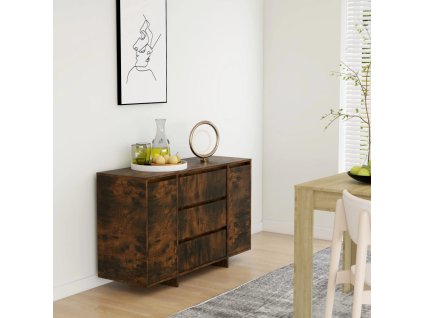 Příborník se 3 zásuvkami kouřový dub 120 x 41 x 75 cm kompozit 813062