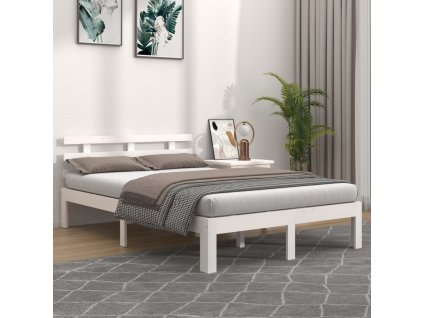 Rám postele bílý masivní dřevo 150 x 200 cm King Size 814760