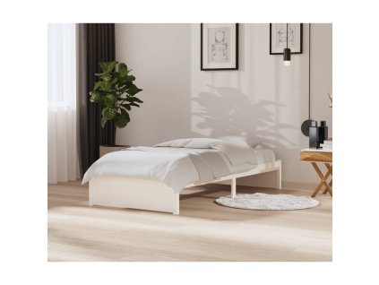 Rám postele bílý masivní dřevo 90 x 200 cm 814935