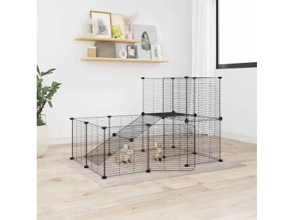 20panelová ohrádka pro zvířata s dvířky černá 35 x 35 cm ocel 3114061