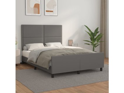 Rám postele s čelem šedý 140x190 cm umělá kůže 3125510
