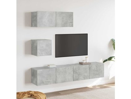 4dílný set TV skříněk betonově šedý kompozitní dřevo 3114649