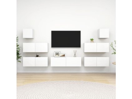 7dílný set TV skříněk bílý kompozitní dřevo 3078713