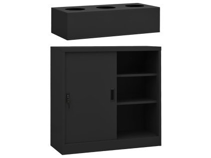 Skříň s posuvnými dveřmi s květináčem antracitová ocel 3095265