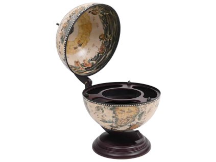 Stolní globus bar stojan na víno eukalyptové dřevo bílý 320910