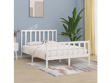 Rám postele bílý masivní dřevo 140 x 190 cm 3105206