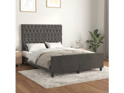 Rám postele bez matrace tmavě šedá 140 x 200 cm samet 3125941