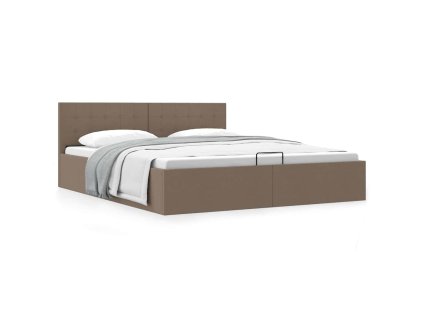 Rám postele s úložným prostorem taupe textil 160 x 200 cm 285598