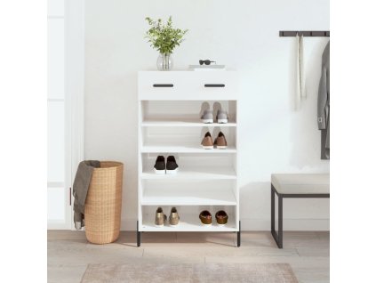 Botník bílý s vysokým leskem 60 x 35 x 105 cm kompozitní dřevo 829622