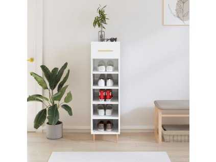 Botník bílý s vysokým leskem 30 x 35 x 105 cm kompozitní dřevo 829662