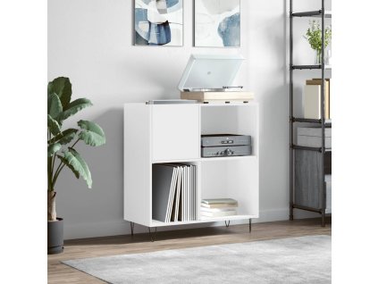 Skříňka na LP desky lesklá bílá 84,5x38x89 cm kompozitní dřevo 831774