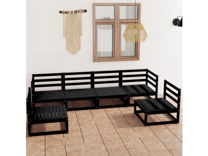 6dílná zahradní sedací souprava černá masivní borovice 3075403