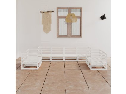 8dílná zahradní sedací souprava bílá masivní borovice 3075460