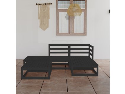 5dílná zahradní sedací souprava černá masivní borovice 3075483