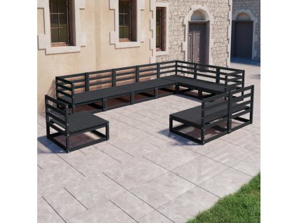 10dílná zahradní sedací souprava černá masivní borovice 3075798