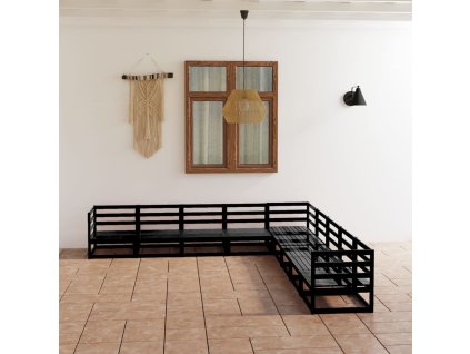 9dílná zahradní sedací souprava černá masivní borovice 3075848