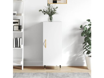 Příborník bílý s vysokým leskem 34,5x34x90 cm kompozitní dřevo 828518