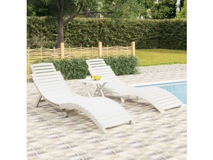 Zahradní lehátka 2 ks bílá 184 x 55 x 64 masivní akáciové dřevo 3155470