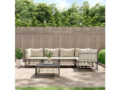 6dílná zahradní sedací souprava s poduškami antracit polyratan 3186752