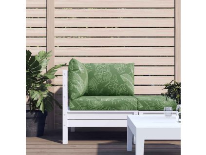 Podušky na nábytek z palet 3 ks vzor listů oxfordská tkanina 361789