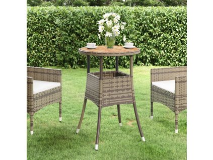 Zahradní stůl Ø 60 x 75 cm akáciové dřevo a polyratan šedý 310603