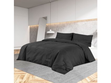 Sada ložního prádla černá 225 x 220 cm lehké mikrovlákno 135980