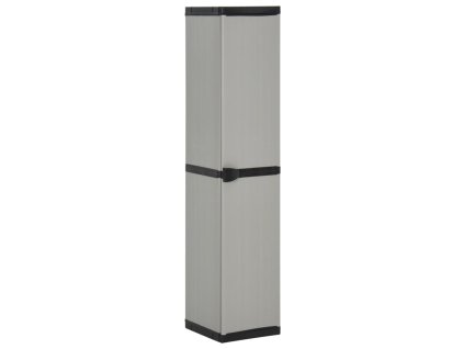 Zahradní úložná skříň se 3 policemi šedá a černá 34x40x168 cm 340985