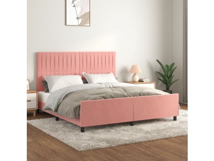 Rám postele s čelem růžový 160x200 cm samet 3125890