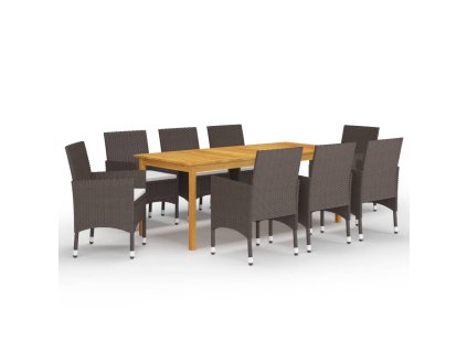 9dílný zahradní jídelní set hnědý 3067862