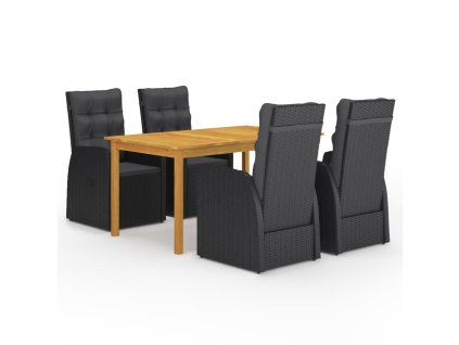 5dílný zahradní jídelní set černý 3067815