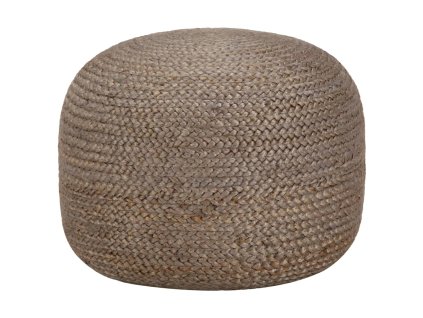 Ručně vyrobený sedací puf světle šedý 45 x 30 cm juta 248081