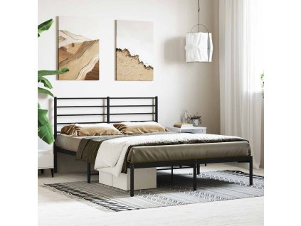 Kovový rám postele s čelem černý 120 x 200 cm 352317