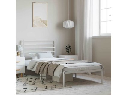 Kovový rám postele s čelem bílý 100 x 190 cm 352362