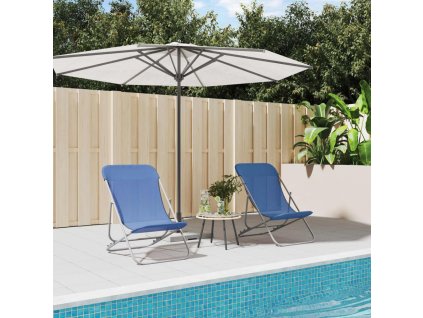 Skládací plážová křesla 2 ks modrá textilen a práškovaná ocel 360187