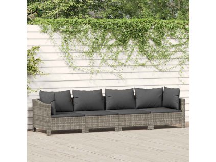 4dílná zahradní sedací souprava s polštáři šedá polyratan 362686