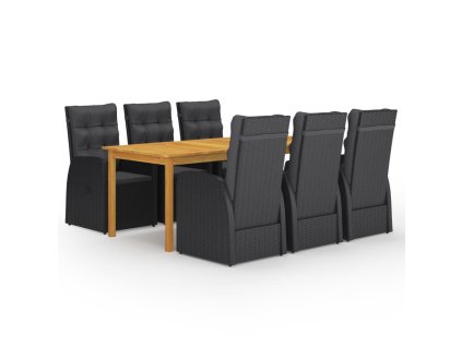 7dílný zahradní jídelní set černý 3067907