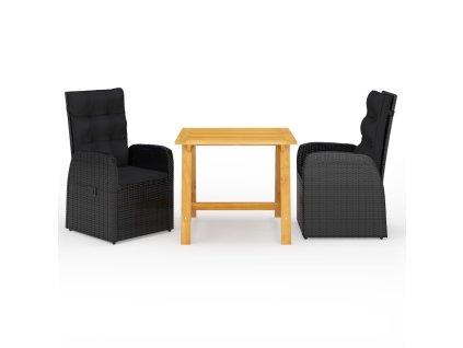 3dílný zahradní jídelní set černý 3068711