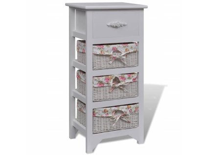 Skříňka s 1 zásuvkou a 3 košíky bílá dřevo pavlovnie 241543