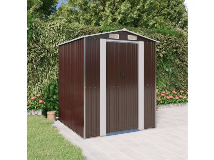 Zahradní kůlna tmavě hnědá 192 x 191 x 223 cm pozinkovaná ocel 3147460