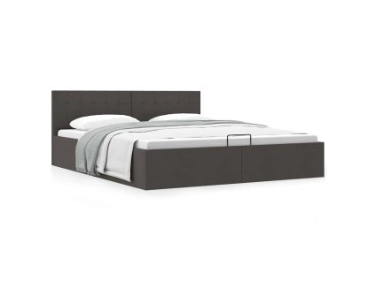 Zvedací rám postele úložný prostor tmavě šedý textil 180x200cm 285575