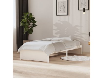 Rám postele bílý masivní dřevo 90 x 190 cm jednolůžko 814915