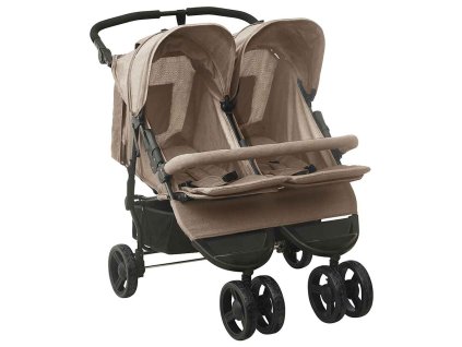 Dvojitý kočárek taupe ocel 10243