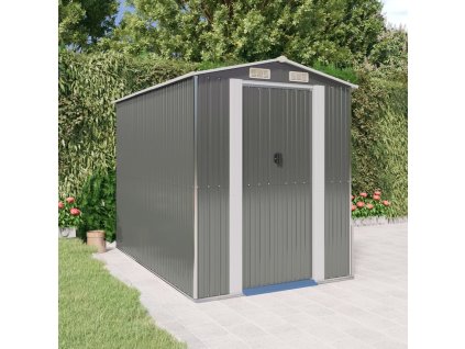 Zahradní kůlna světle šedá 192 x 274 x 223 cm pozinkovaná ocel 3147439